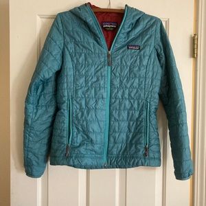 Patagonia | Nano Puff Hoodie Jacket Teal/Red